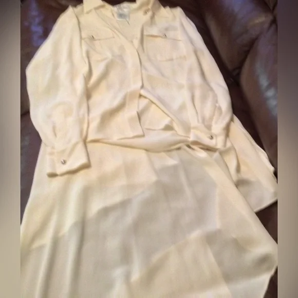 🧡Sold ebay🧡Chanel 2015 Cruise Collection Creme silk high-low top Fr 38 - Picture 5 of 10